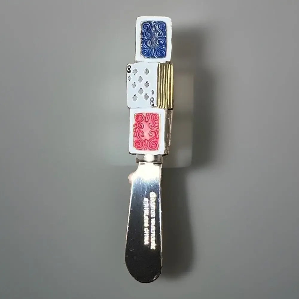 Boston Warehouse Casino Cards Dice Chips 4 Cheese Spreaders Stainless Party Fun